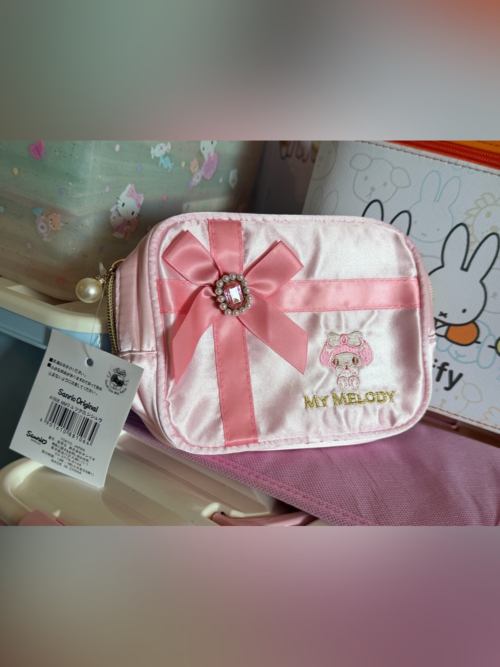 OFFICIAL Sanrio My Melody Pink Satin Kids Crossbody Bag